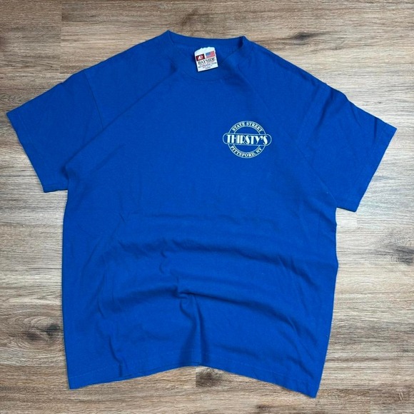 Vintage 90s bright blue made in usa bayside blank tee - Picture 1 of 5